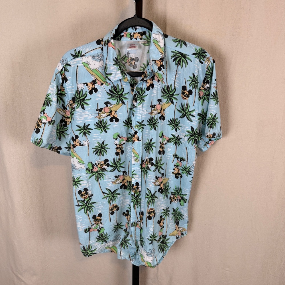 Disney Junior Mickey Mouse Kids Blue Tropical Surfing Palm Tree Shirt 18/20